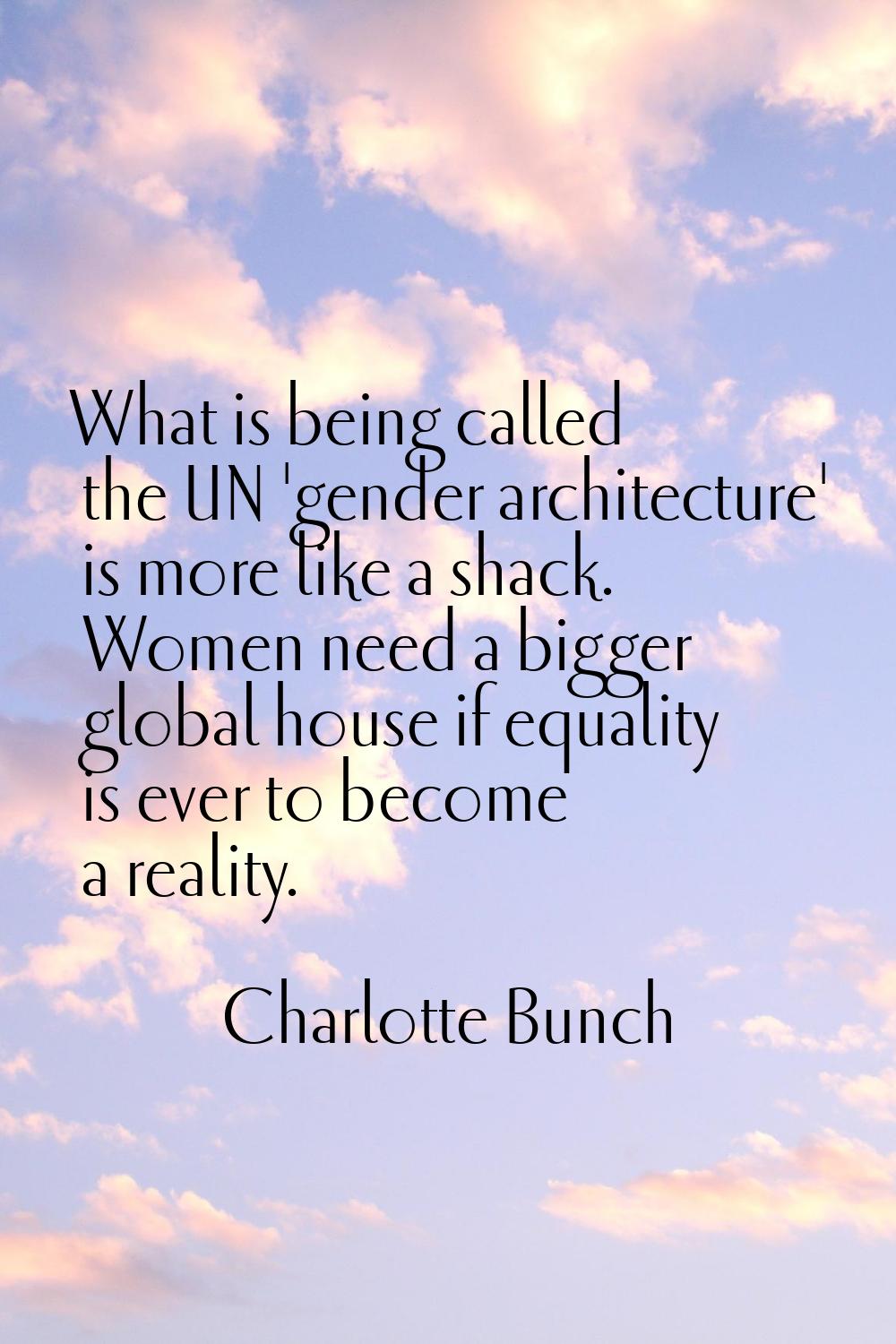 What is being called the UN 'gender architecture' is more like a shack. Women need a bigger global 