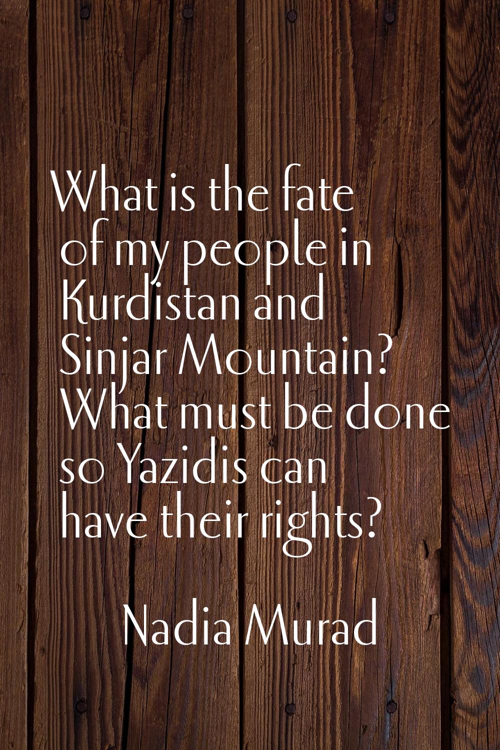 What is the fate of my people in Kurdistan and Sinjar Mountain? What must be done so Yazidis can ha