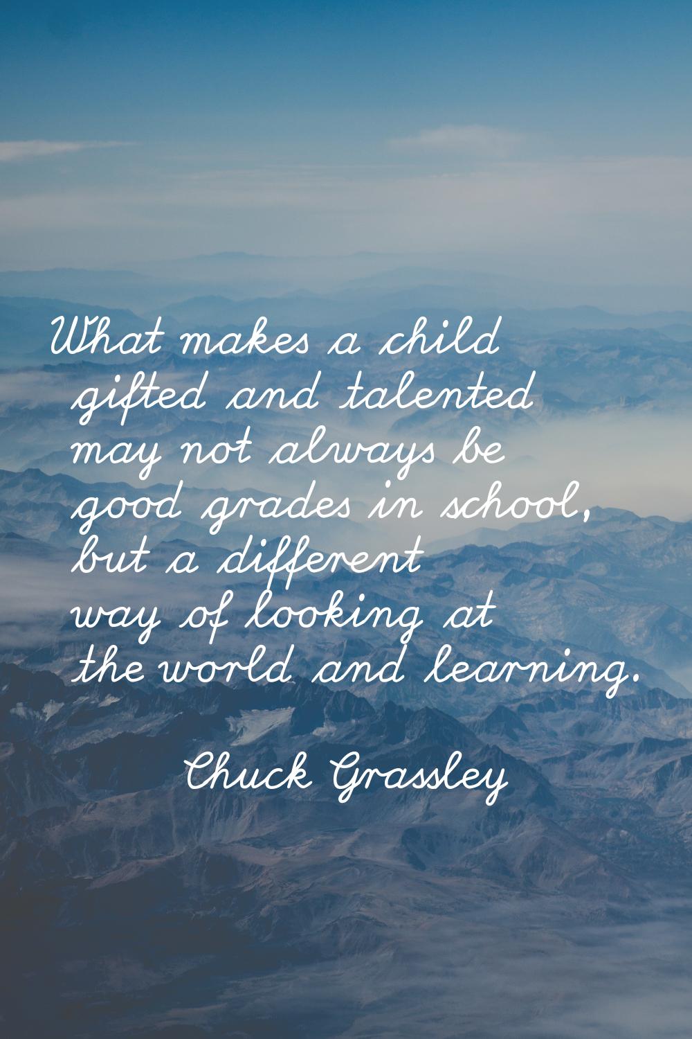 What makes a child gifted and talented may not always be good grades in school, but a different way
