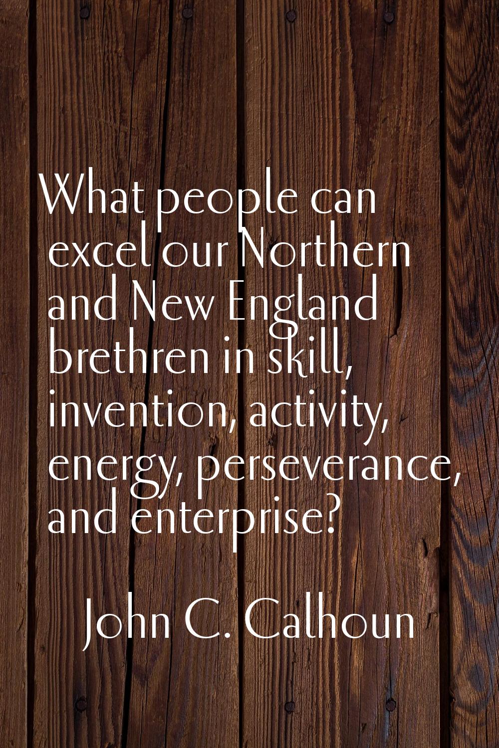 What people can excel our Northern and New England brethren in skill, invention, activity, energy, 