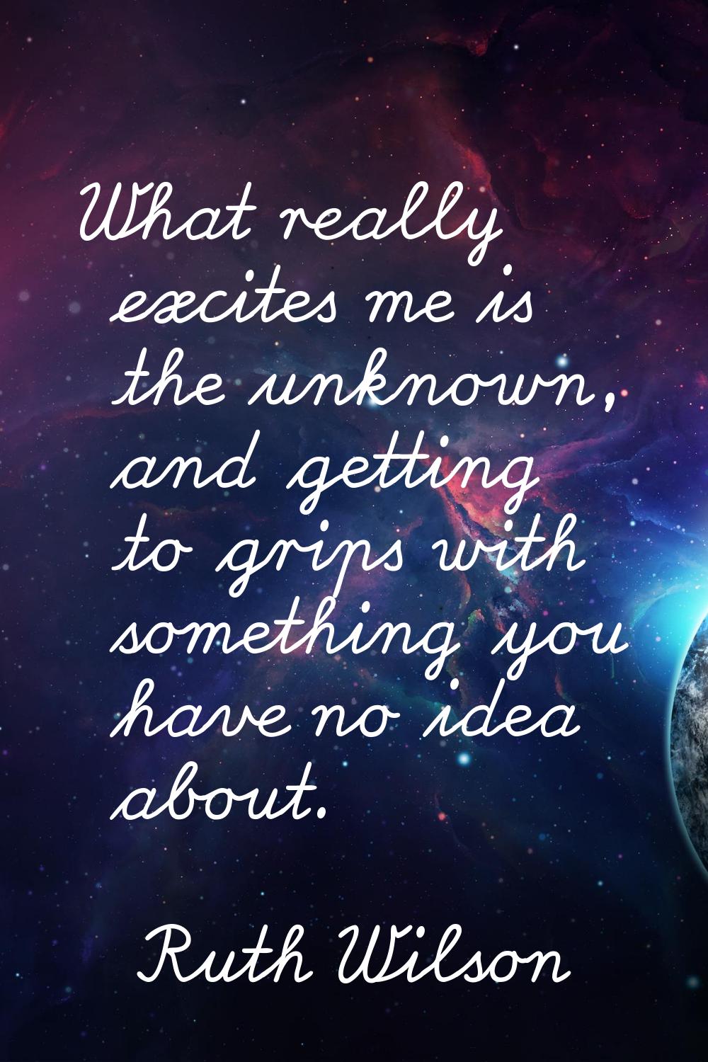 What really excites me is the unknown, and getting to grips with something you have no idea about.