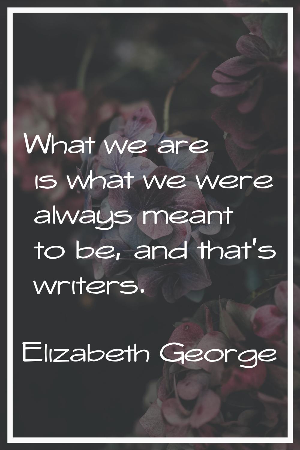 What we are is what we were always meant to be, and that's writers.