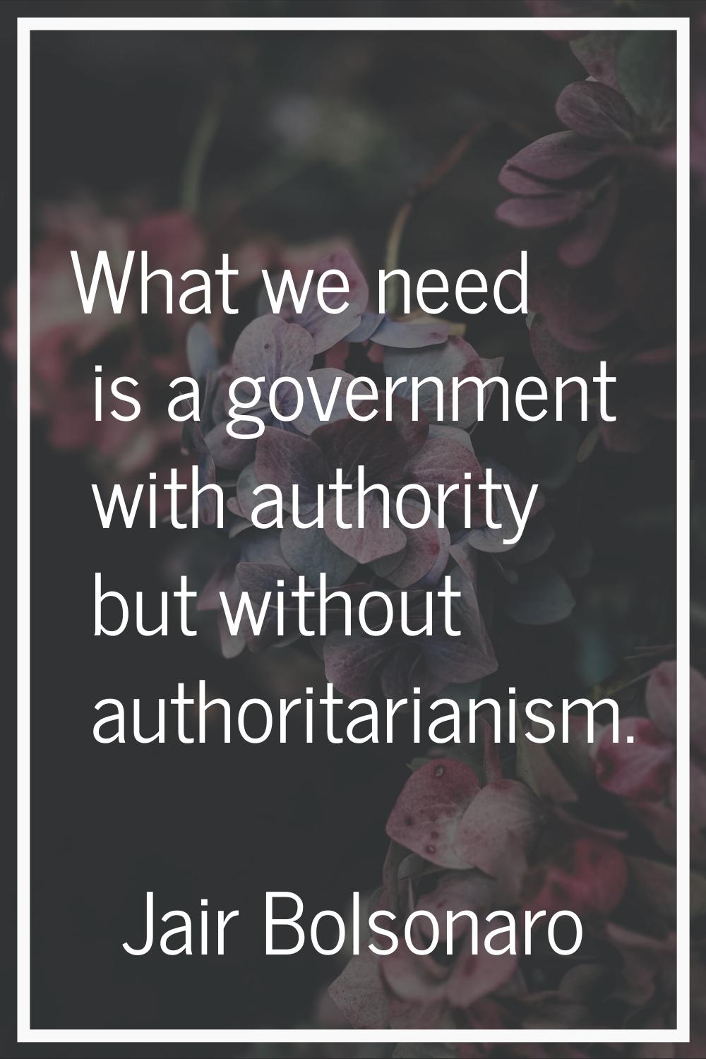 What we need is a government with authority but without authoritarianism.