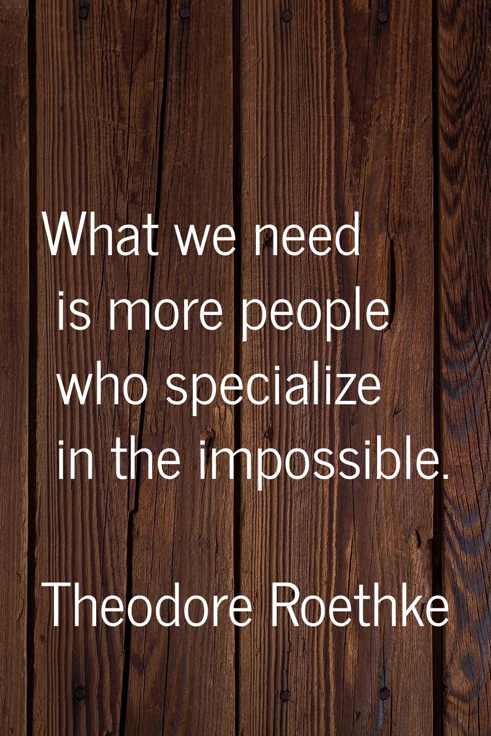 What we need is more people who specialize in the impossible.
