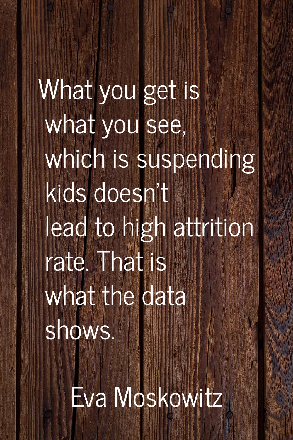 What you get is what you see, which is suspending kids doesn't lead to high attrition rate. That is