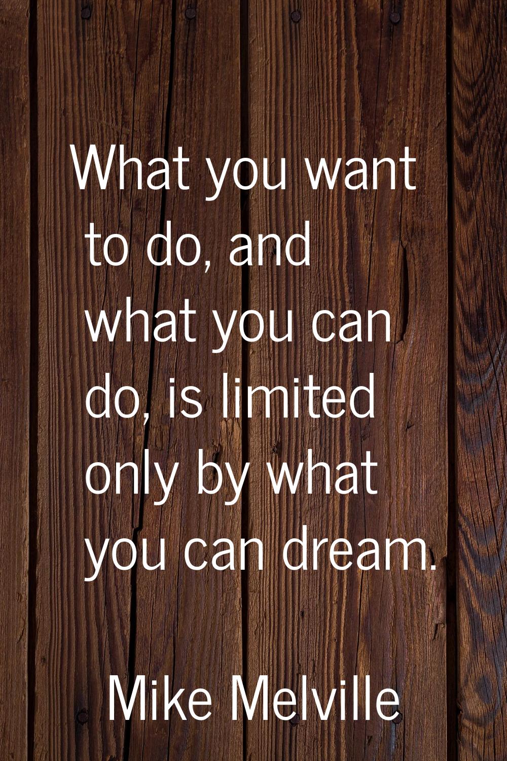 What you want to do, and what you can do, is limited only by what you can dream.