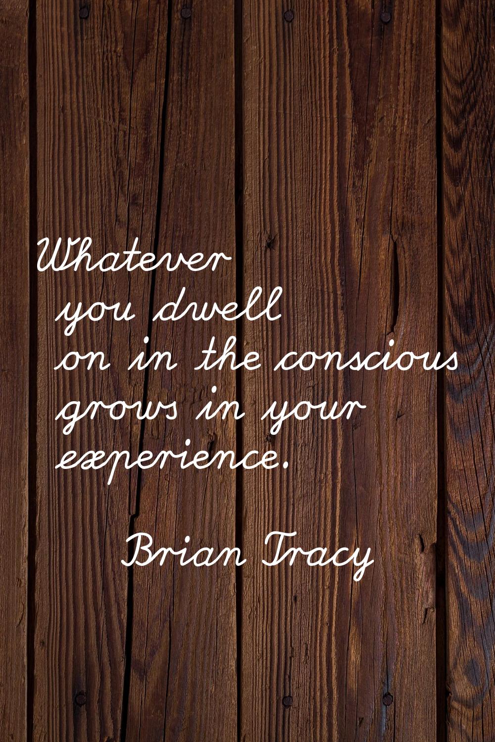 Whatever you dwell on in the conscious grows in your experience.