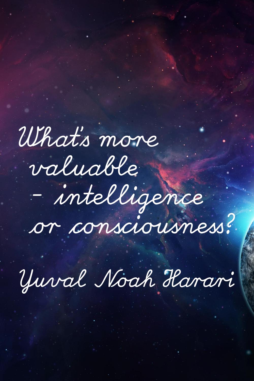 What's more valuable - intelligence or consciousness?