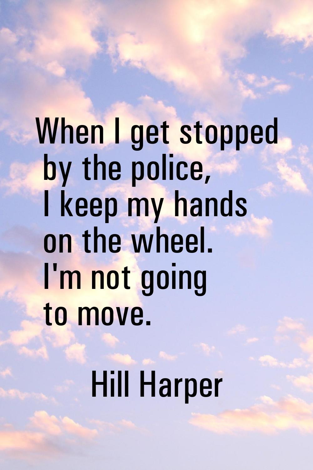 When I get stopped by the police, I keep my hands on the wheel. I'm not going to move.