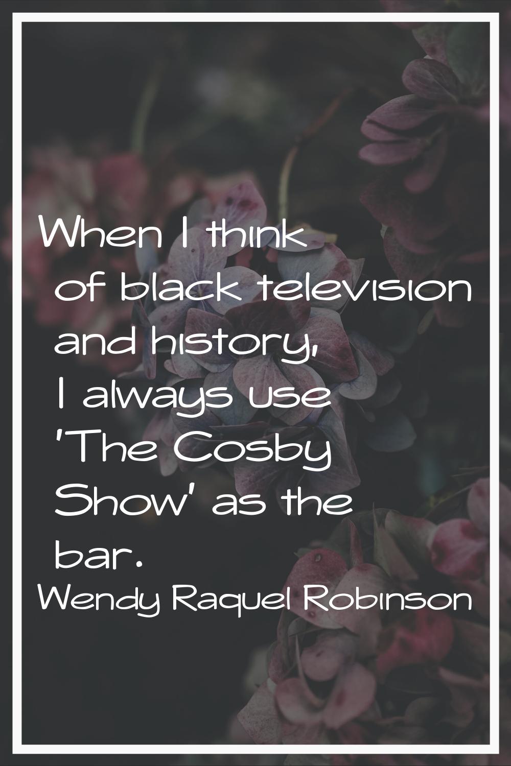 When I think of black television and history, I always use 'The Cosby Show' as the bar.