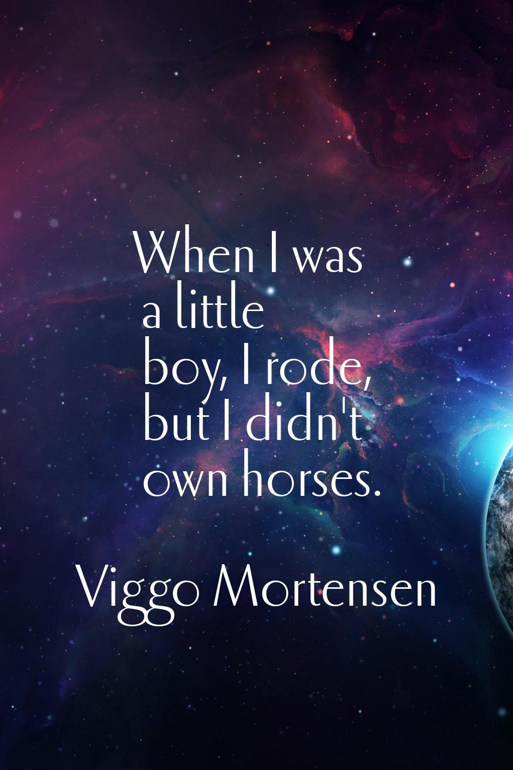 When I was a little boy, I rode, but I didn't own horses.