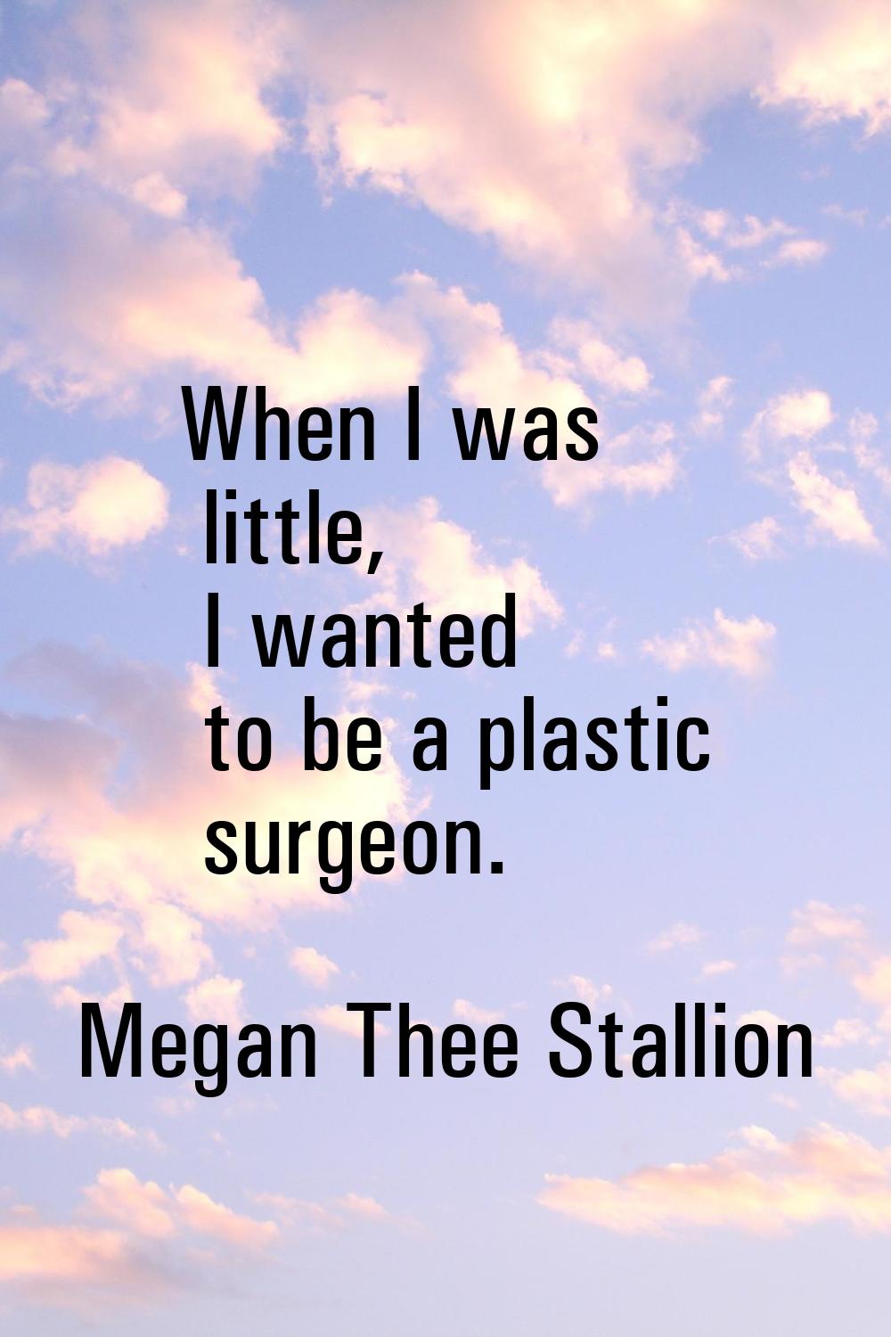 When I was little, I wanted to be a plastic surgeon.