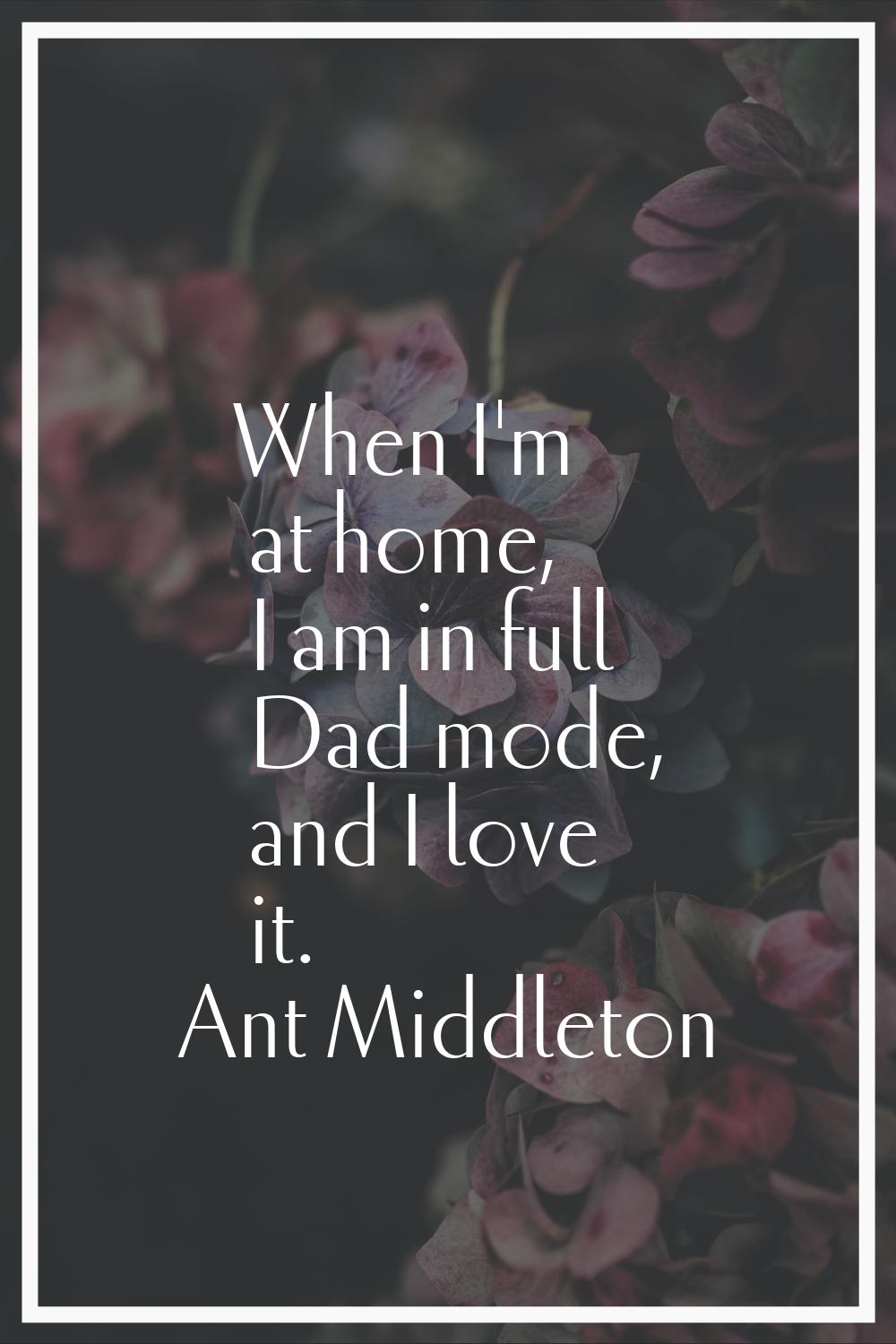 When I'm at home, I am in full Dad mode, and I love it.