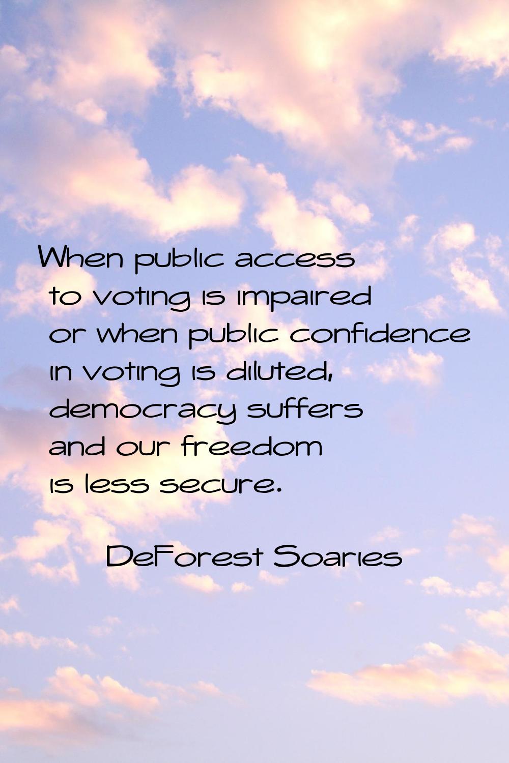 When public access to voting is impaired or when public confidence in voting is diluted, democracy 
