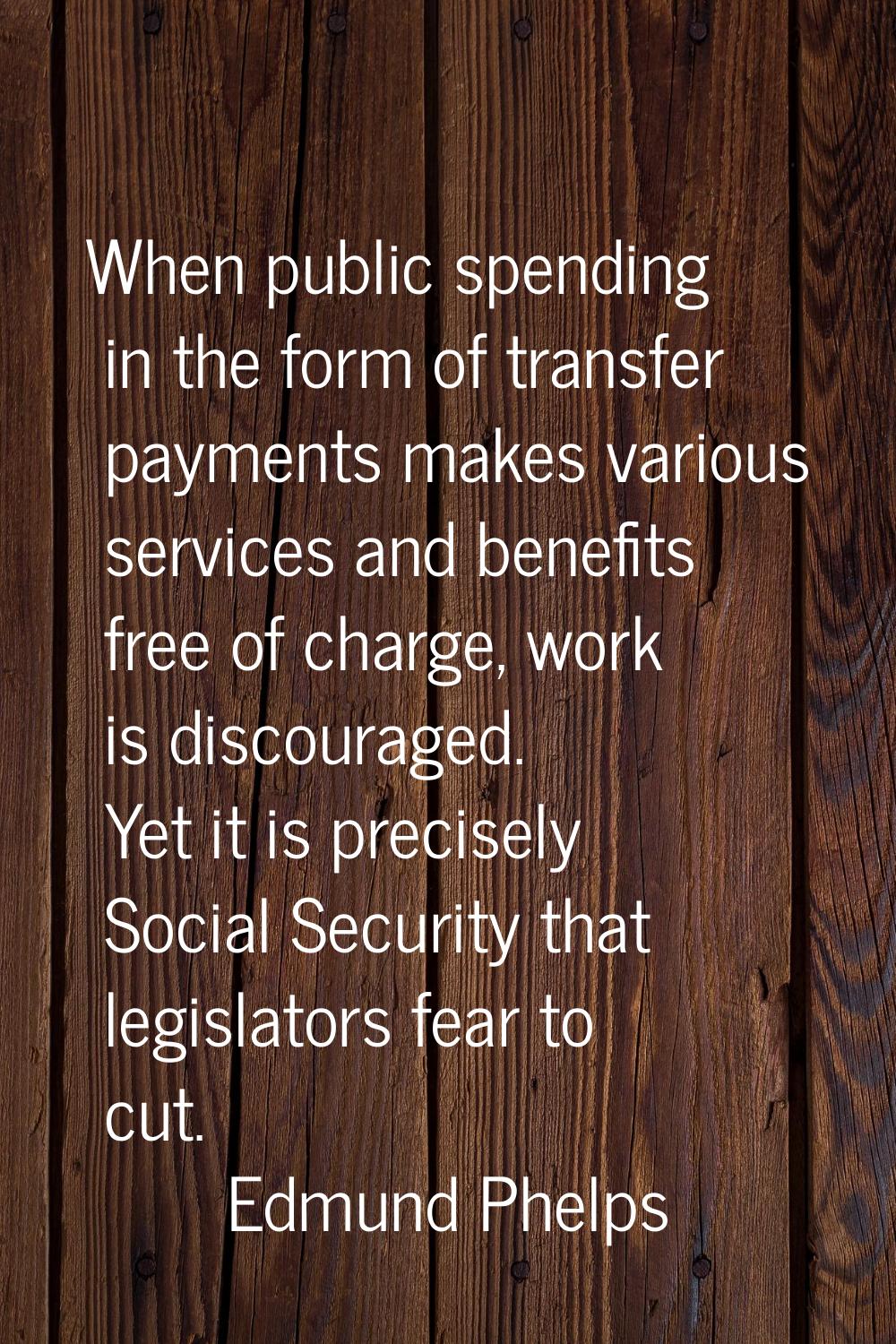 When public spending in the form of transfer payments makes various services and benefits free of c