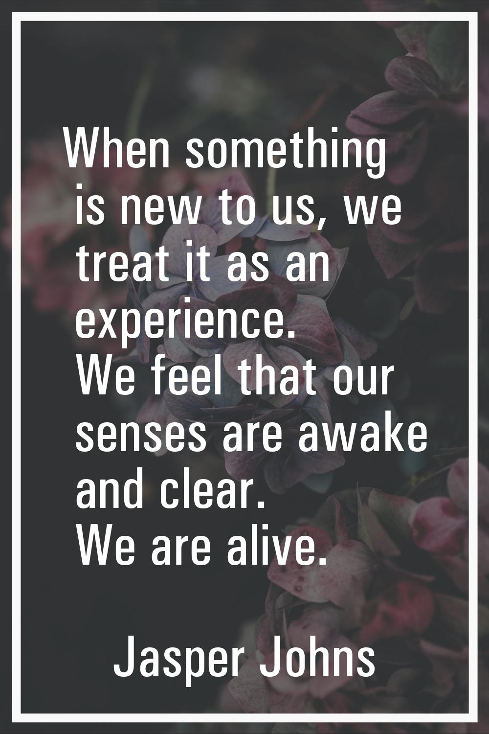 When something is new to us, we treat it as an experience. We feel that our senses are awake and cl