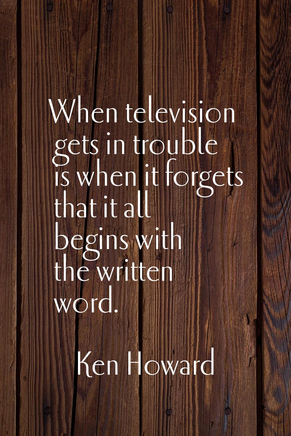 When television gets in trouble is when it forgets that it all begins with the written word.