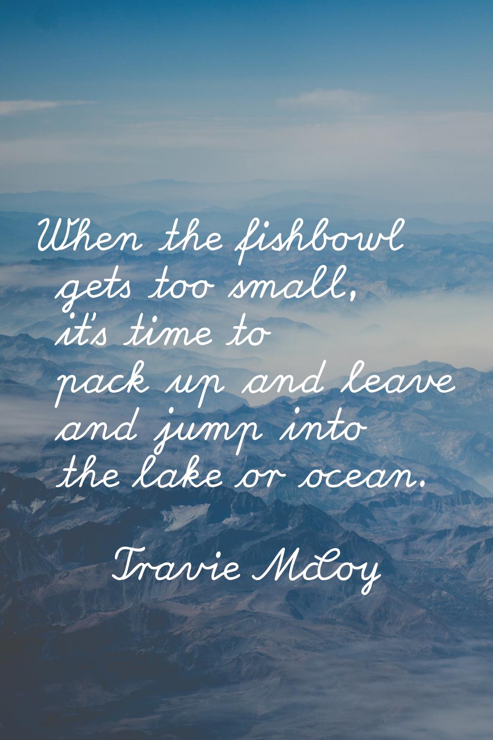 When the fishbowl gets too small, it's time to pack up and leave and jump into the lake or ocean.