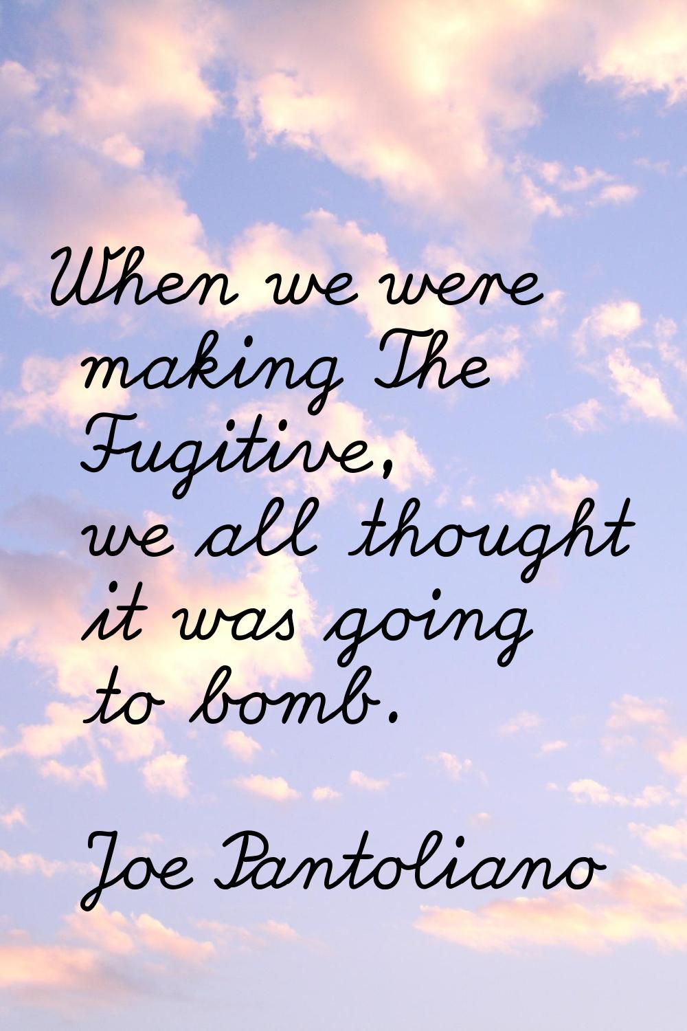 When we were making The Fugitive, we all thought it was going to bomb.