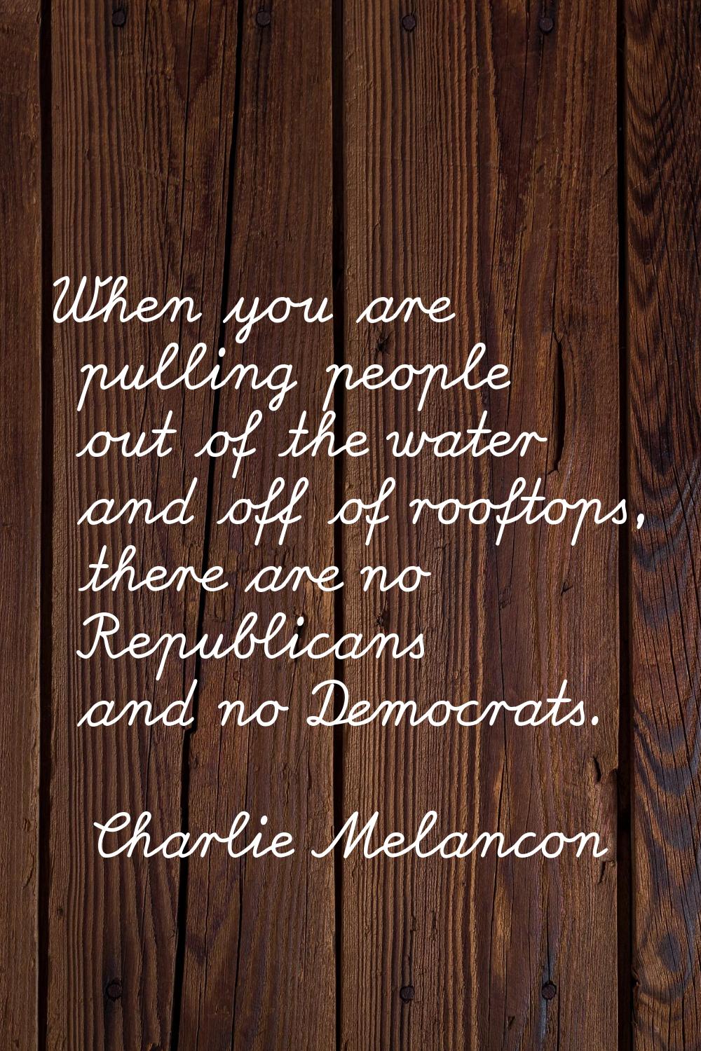 When you are pulling people out of the water and off of rooftops, there are no Republicans and no D