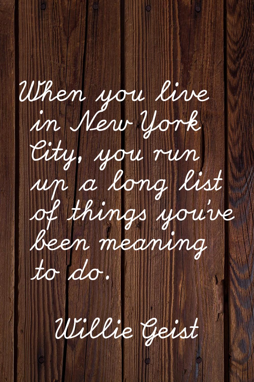 When you live in New York City, you run up a long list of things you've been meaning to do.