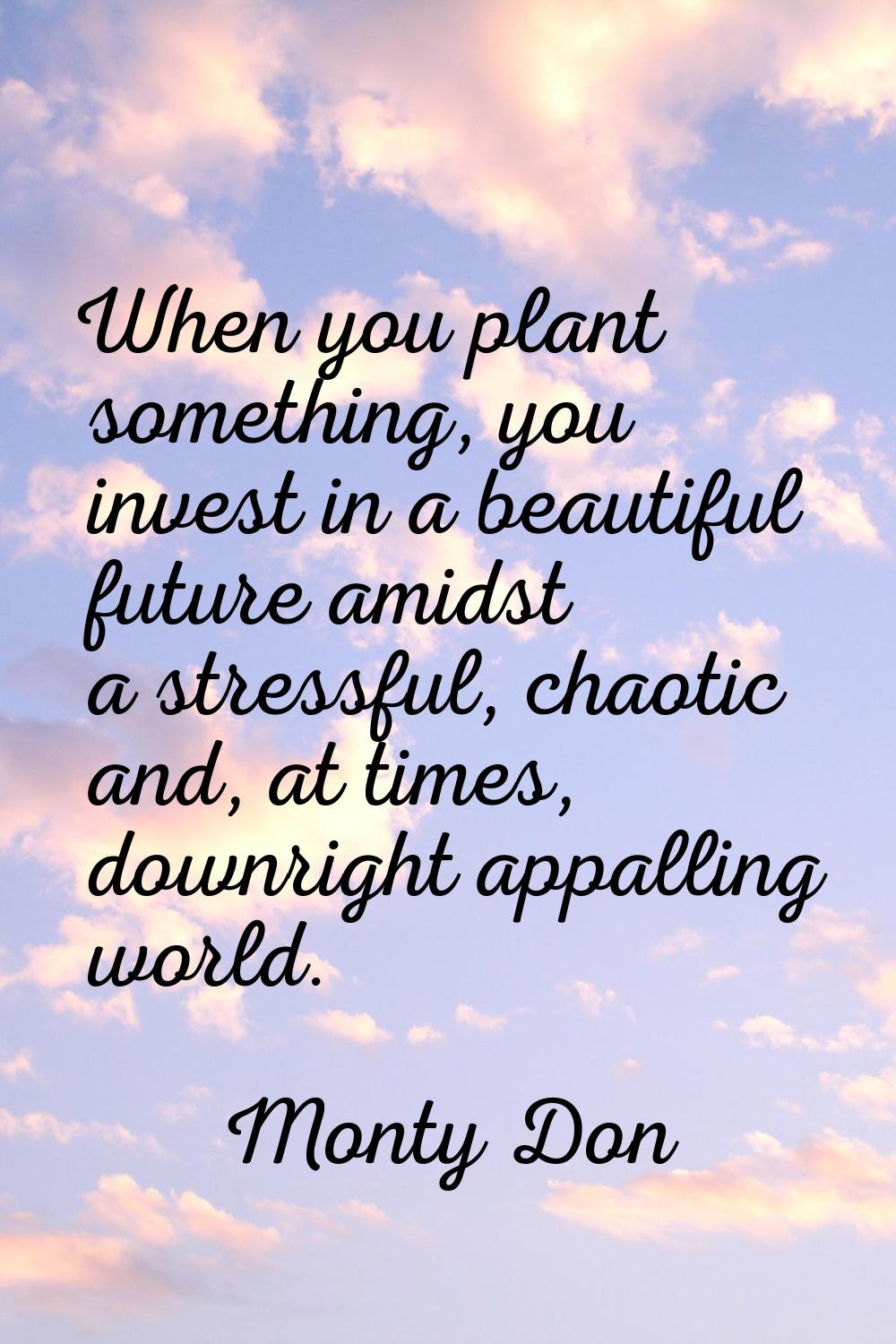 When you plant something, you invest in a beautiful future amidst a stressful, chaotic and, at time