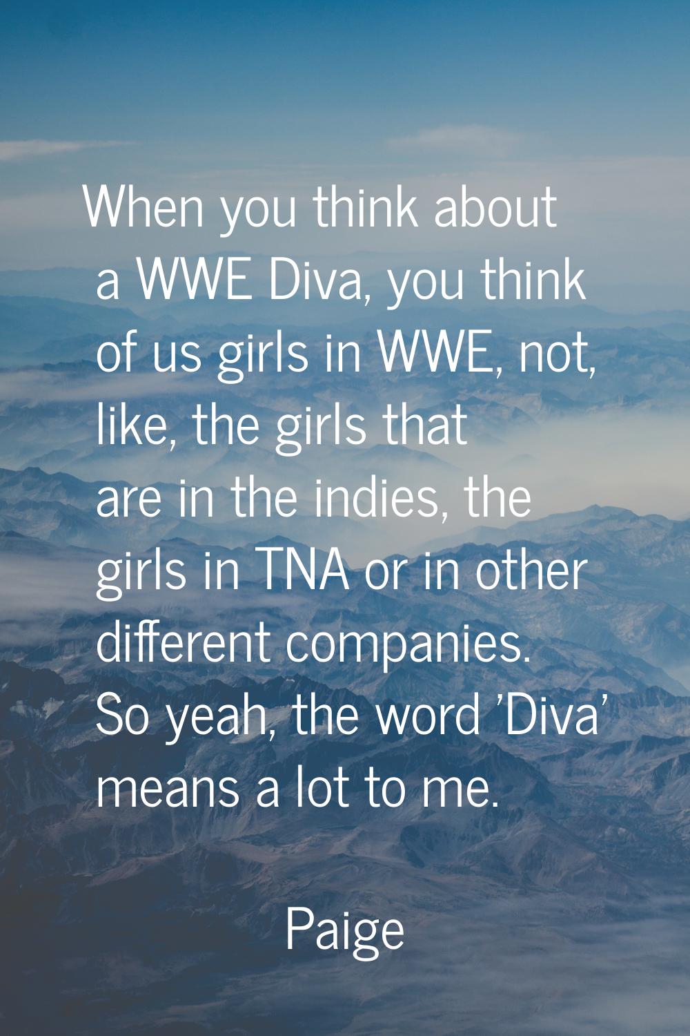 When you think about a WWE Diva, you think of us girls in WWE, not, like, the girls that are in the
