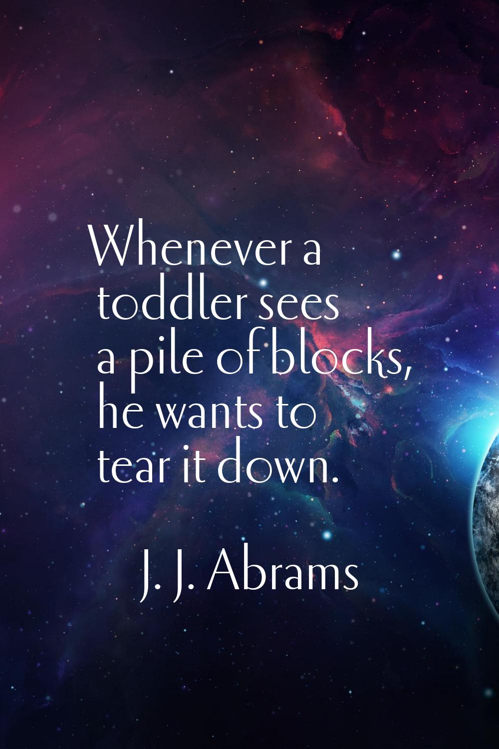 Whenever a toddler sees a pile of blocks, he wants to tear it down.