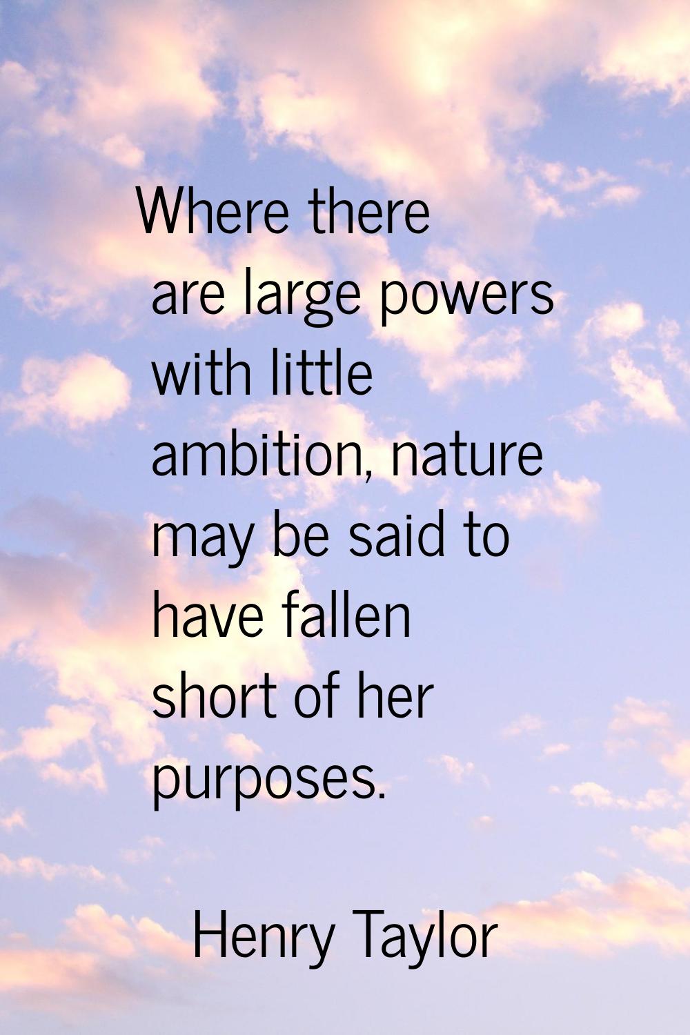 Where there are large powers with little ambition, nature may be said to have fallen short of her p