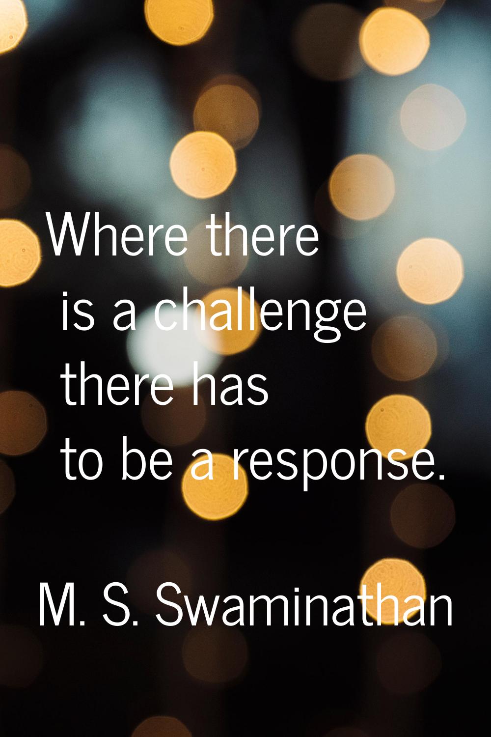 Where there is a challenge there has to be a response.