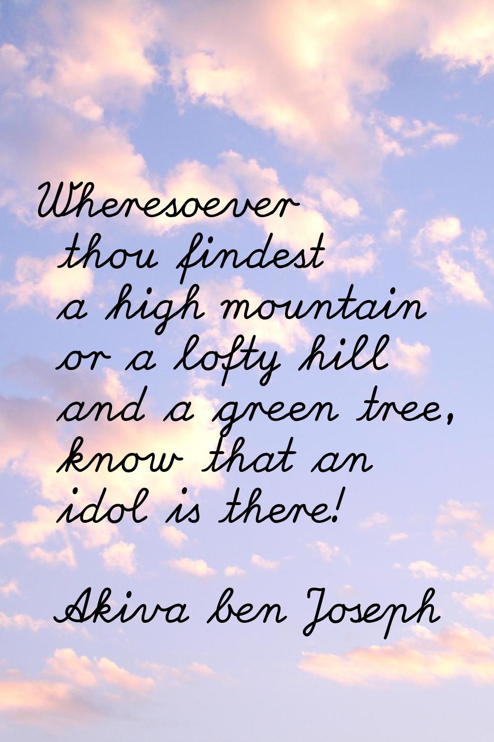 Wheresoever thou findest a high mountain or a lofty hill and a green tree, know that an idol is the