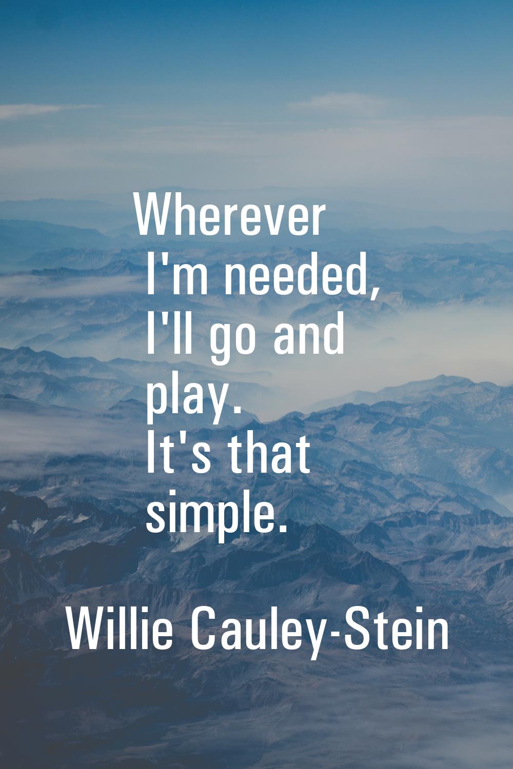 Wherever I'm needed, I'll go and play. It's that simple.