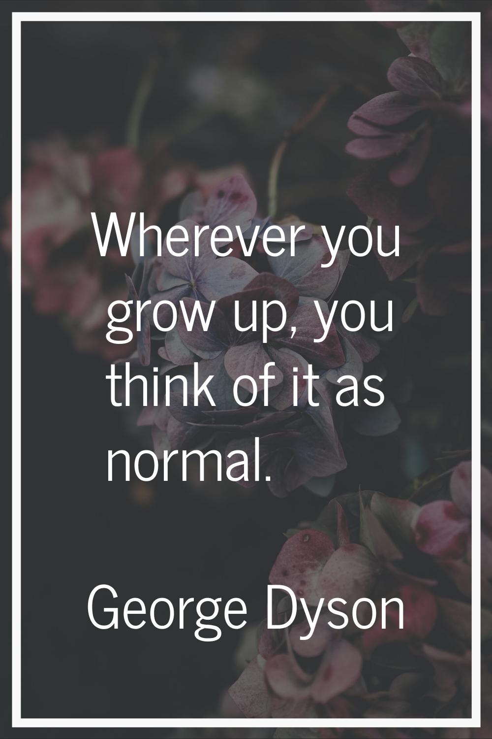 Wherever you grow up, you think of it as normal.