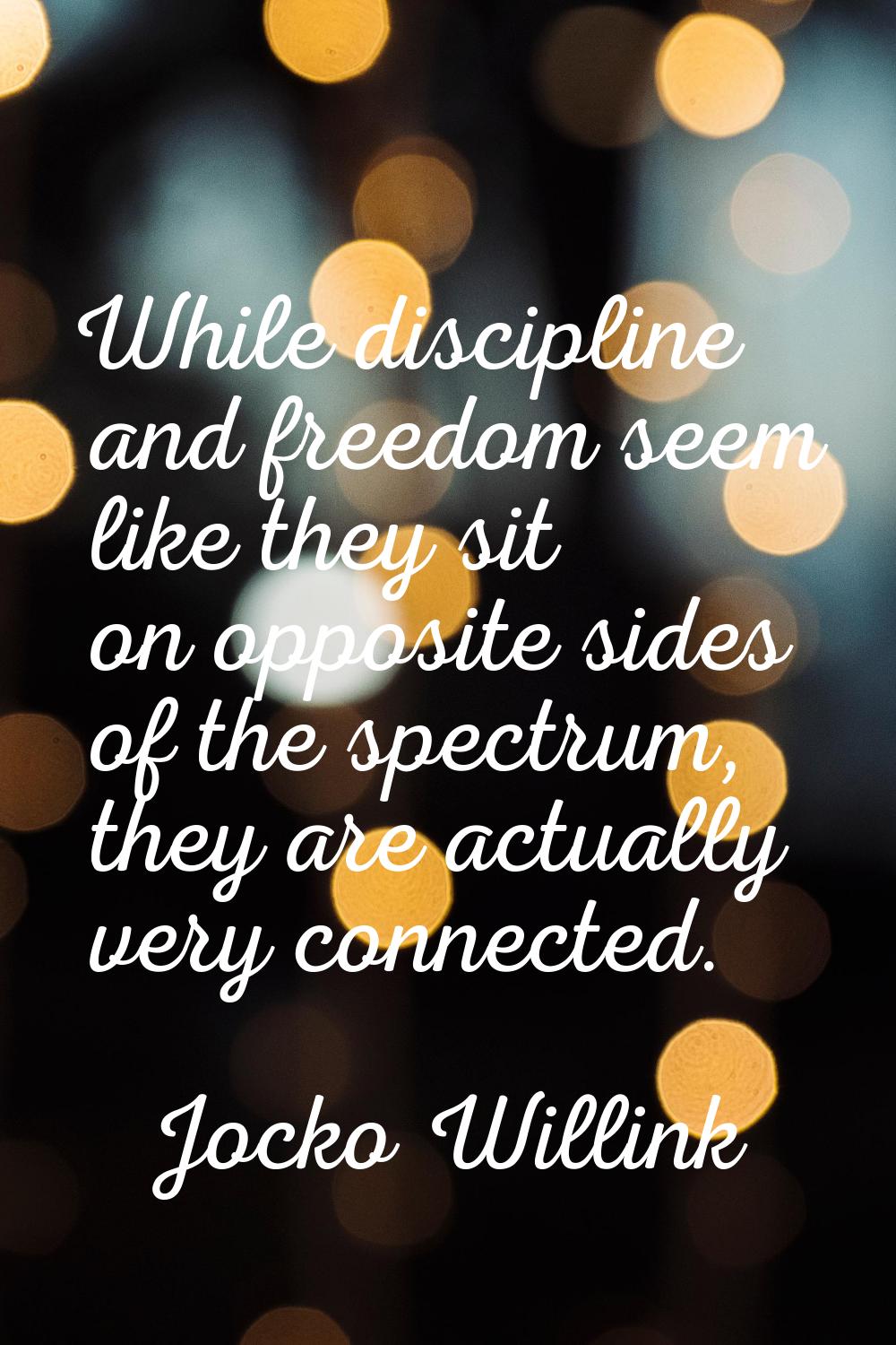 While discipline and freedom seem like they sit on opposite sides of the spectrum, they are actuall
