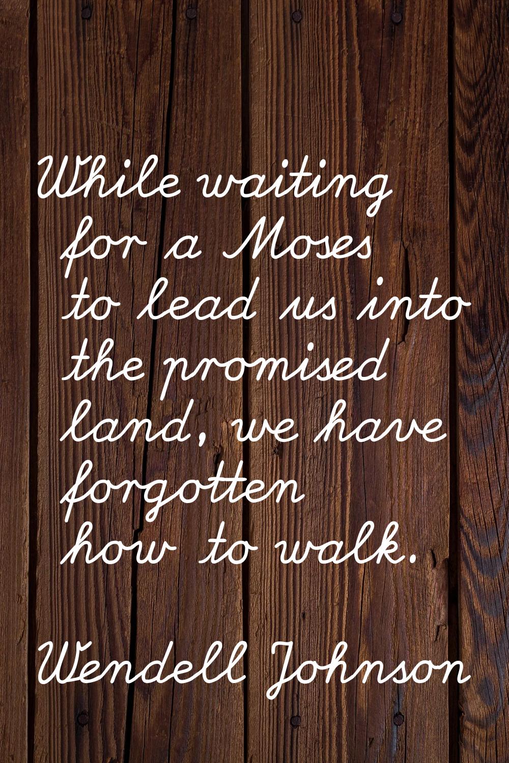 While waiting for a Moses to lead us into the promised land, we have forgotten how to walk.