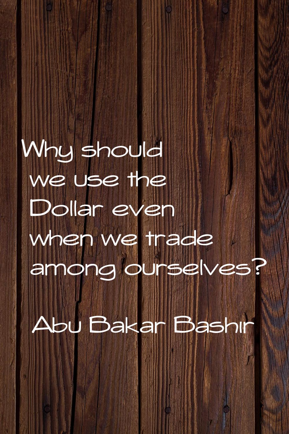 Why should we use the Dollar even when we trade among ourselves?
