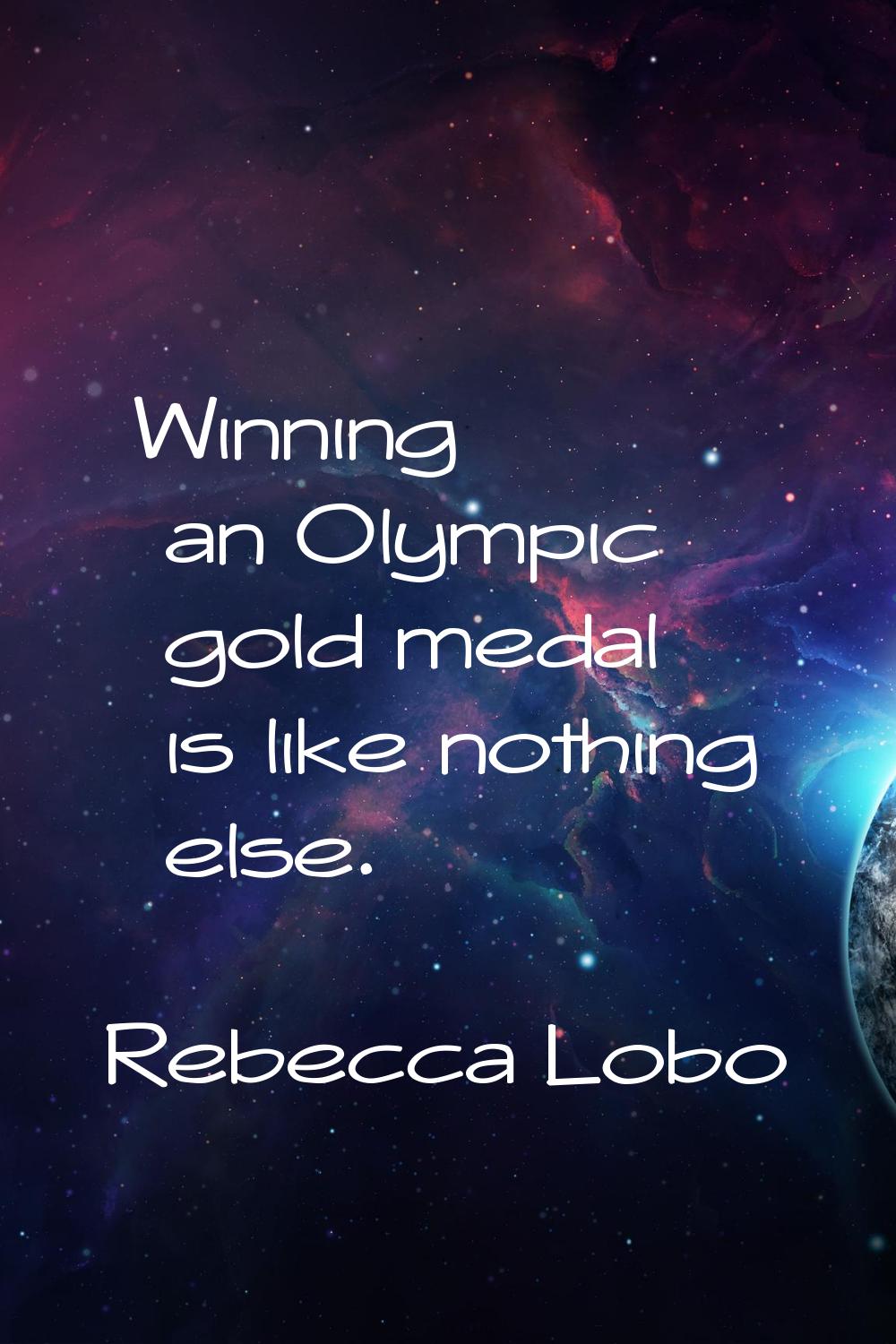 Winning an Olympic gold medal is like nothing else.