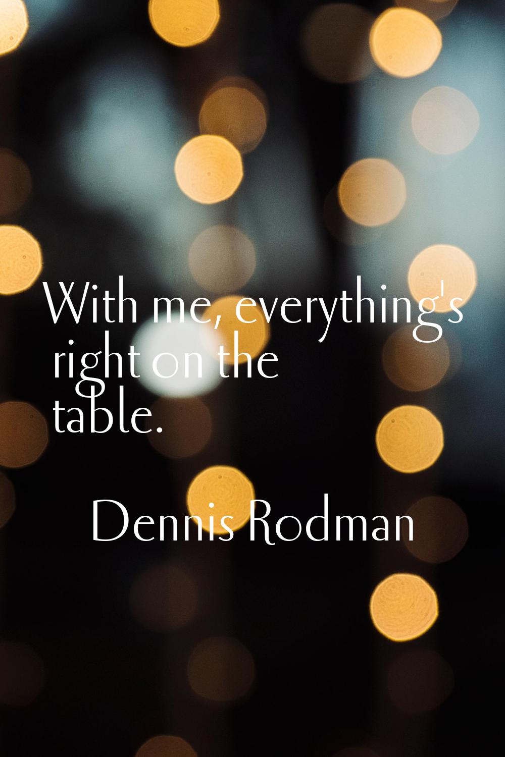 With me, everything's right on the table.