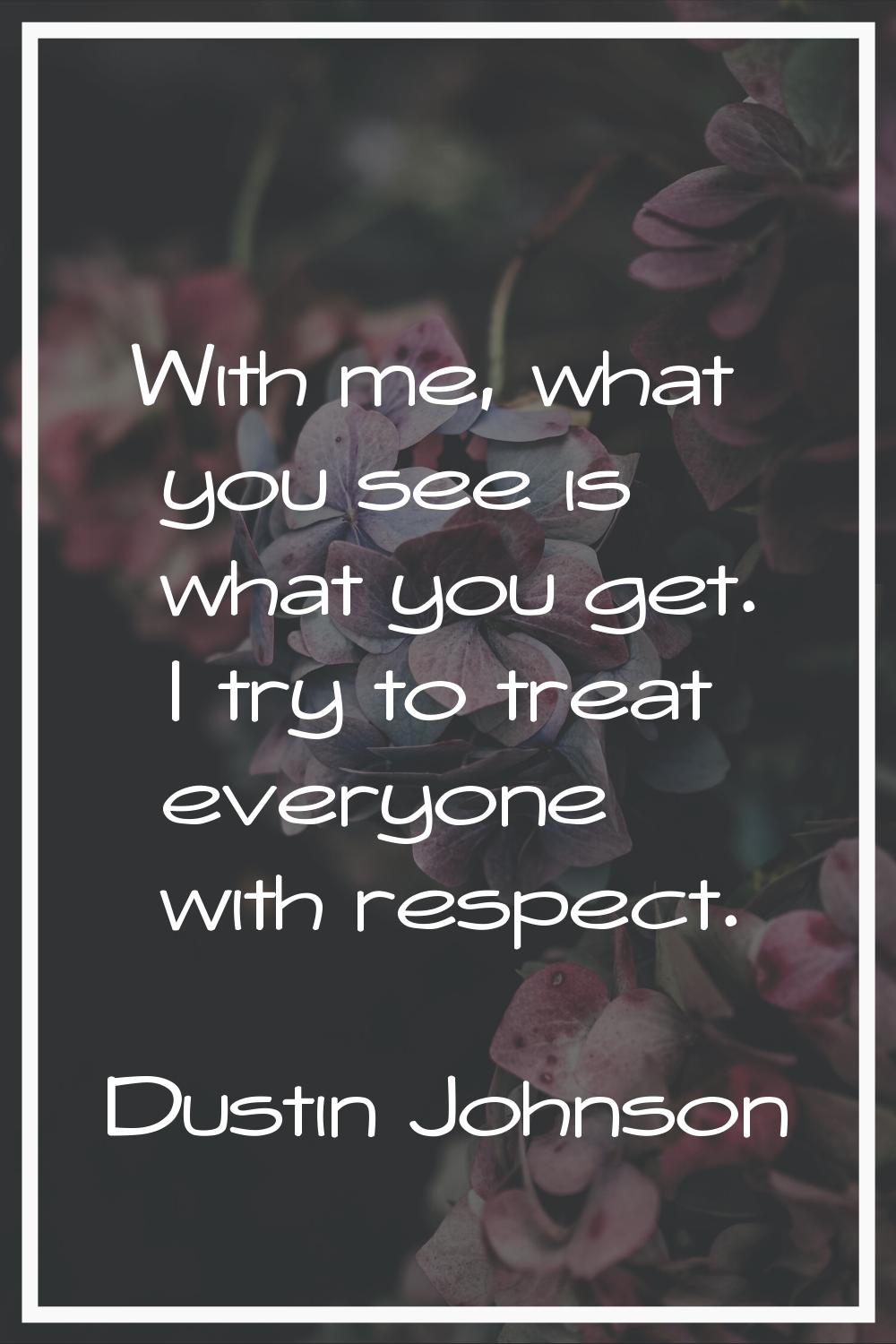 With me, what you see is what you get. I try to treat everyone with respect.