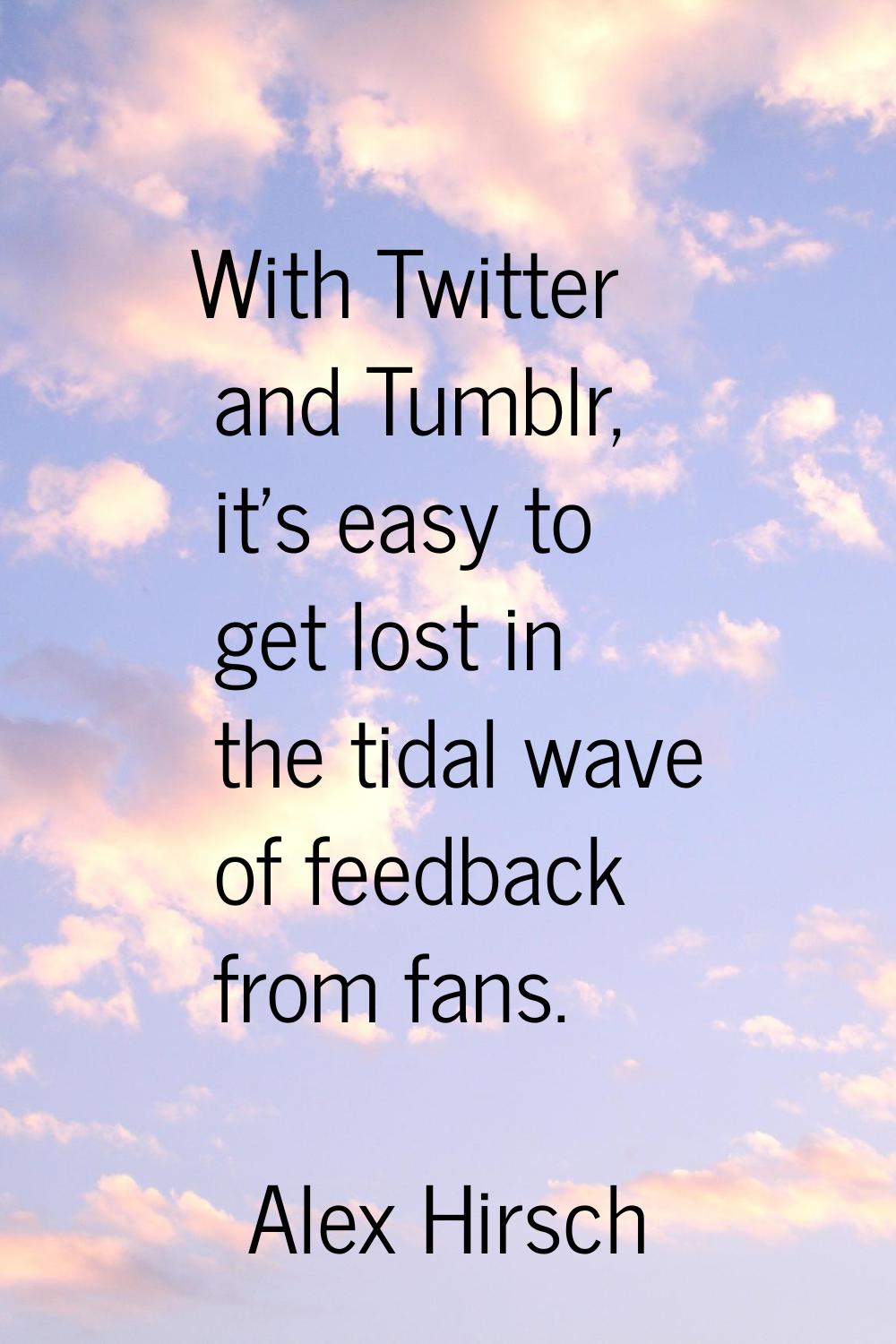 With Twitter and Tumblr, it's easy to get lost in the tidal wave of feedback from fans.