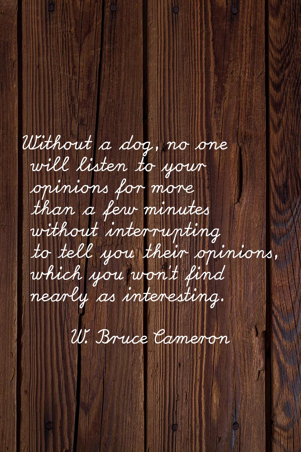 Without a dog, no one will listen to your opinions for more than a few minutes without interrupting