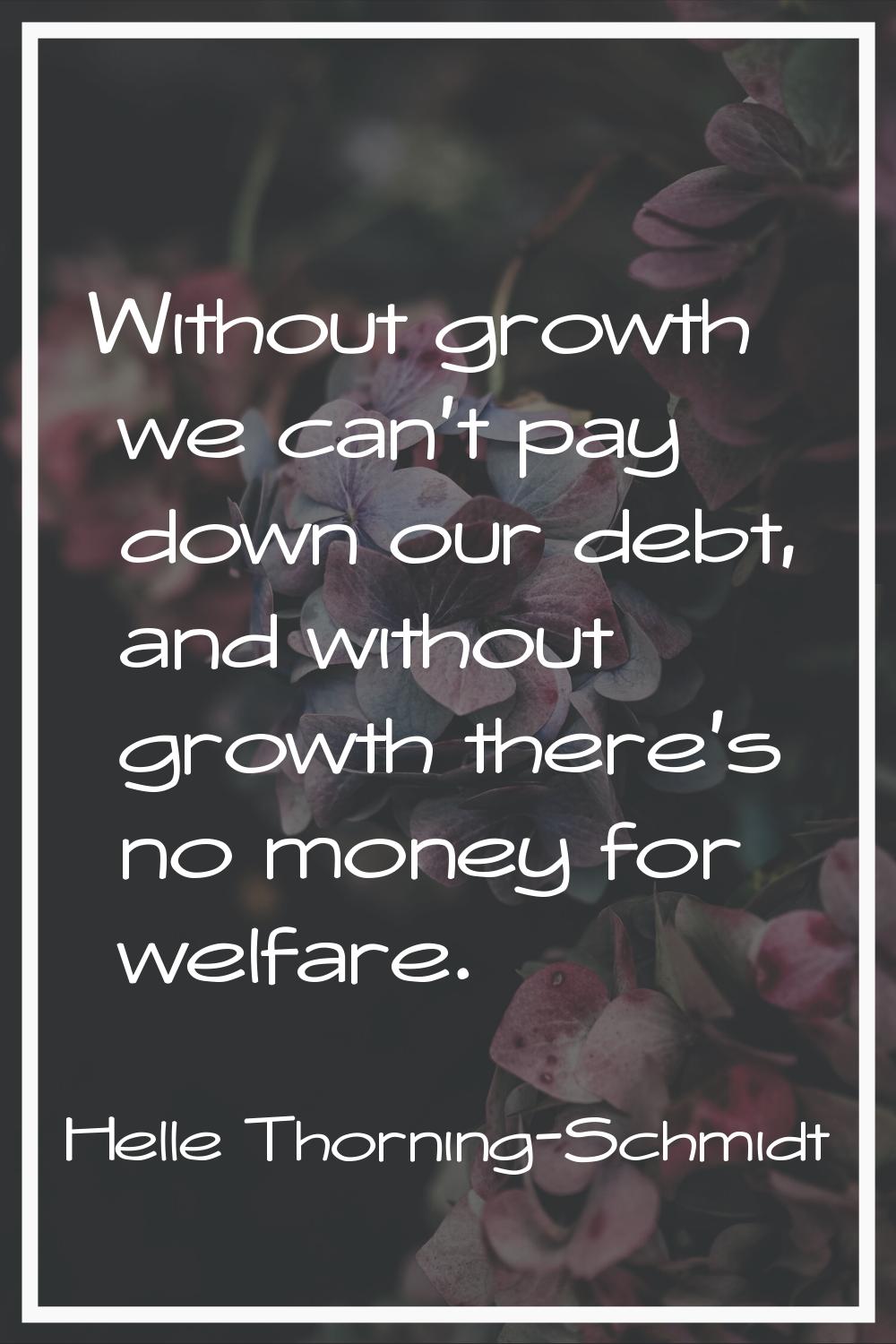 Without growth we can't pay down our debt, and without growth there's no money for welfare.