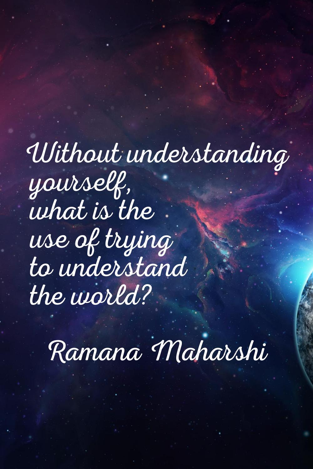Without understanding yourself, what is the use of trying to understand the world?