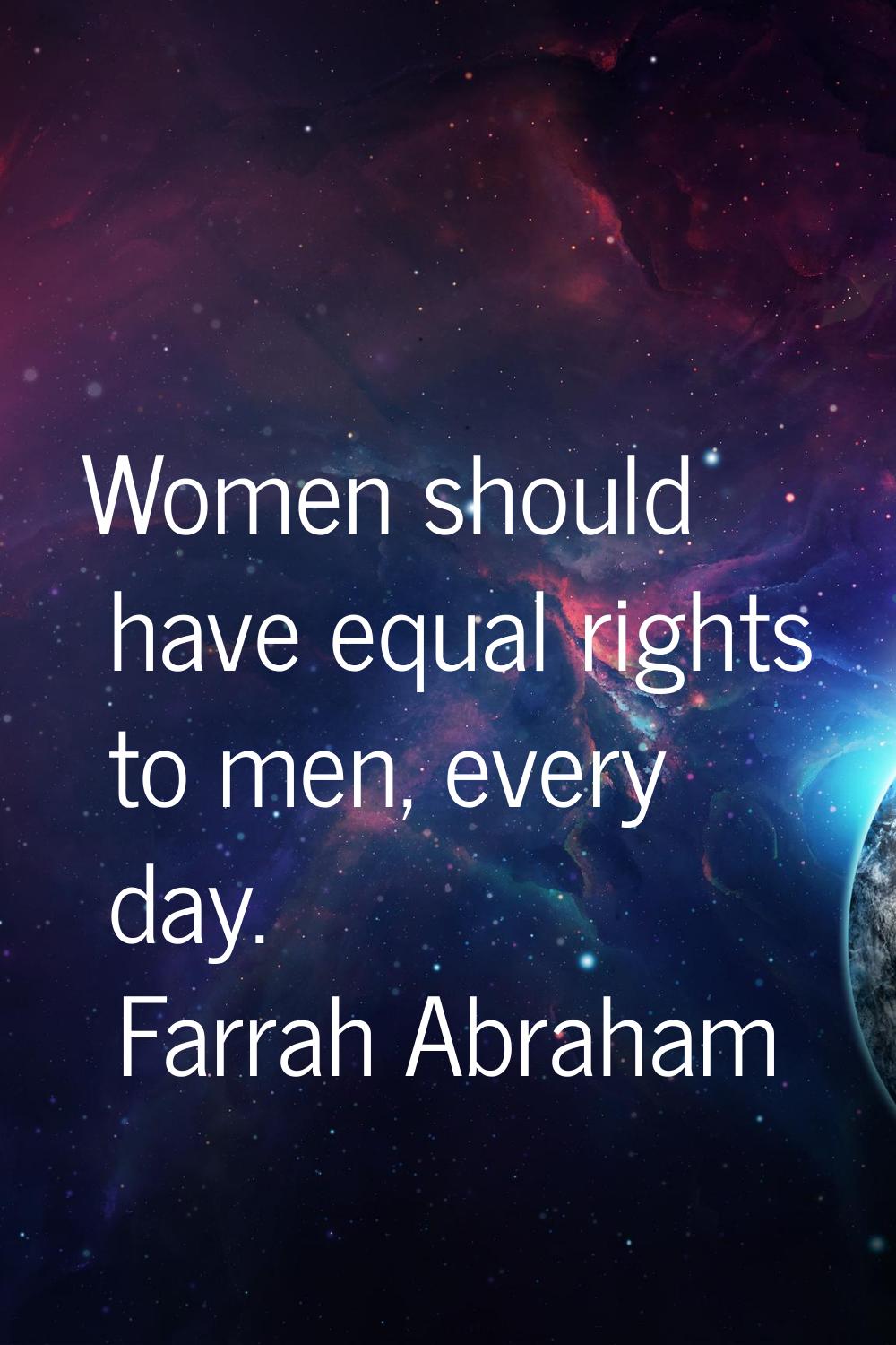 Women should have equal rights to men, every day.