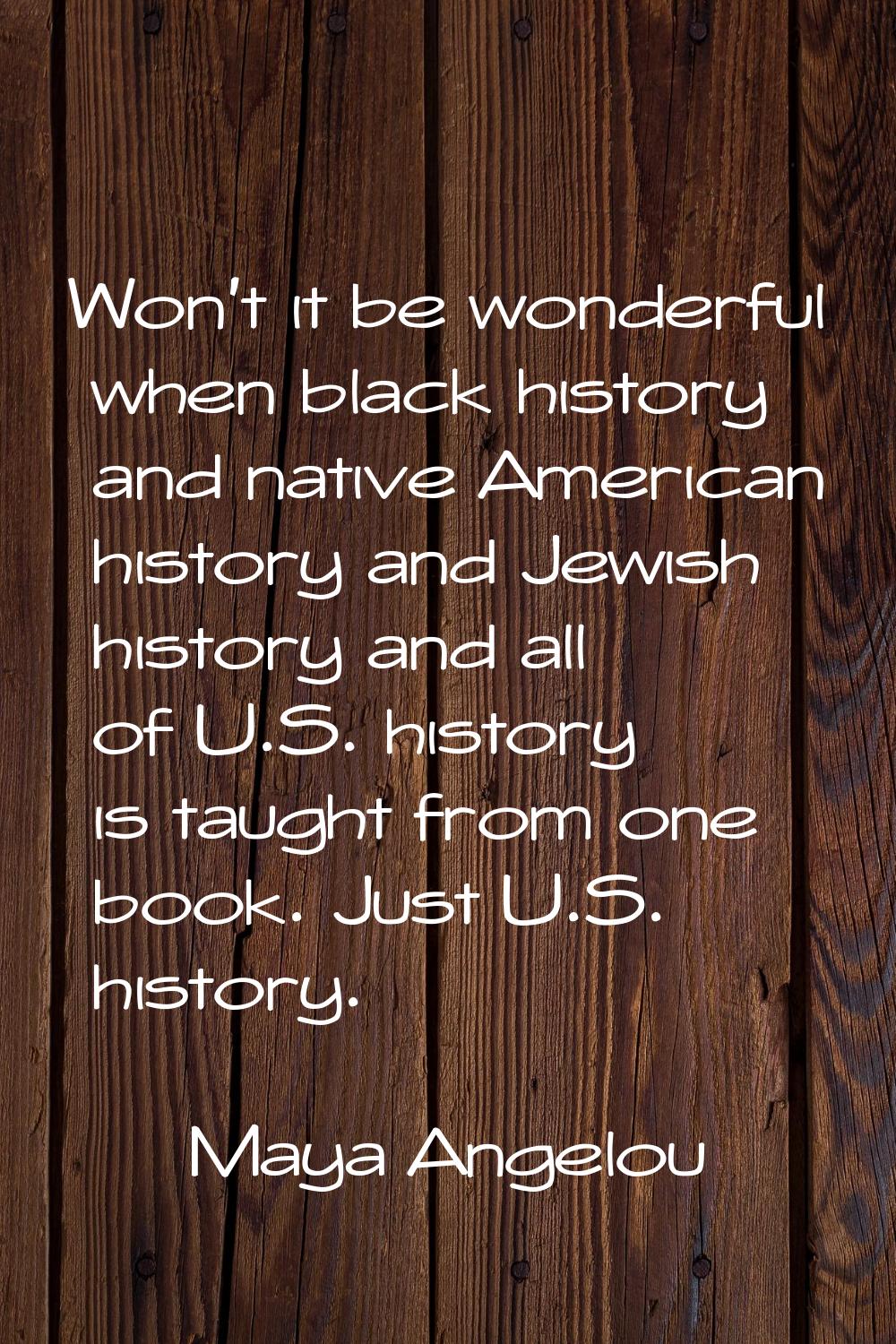Won't it be wonderful when black history and native American history and Jewish history and all of 