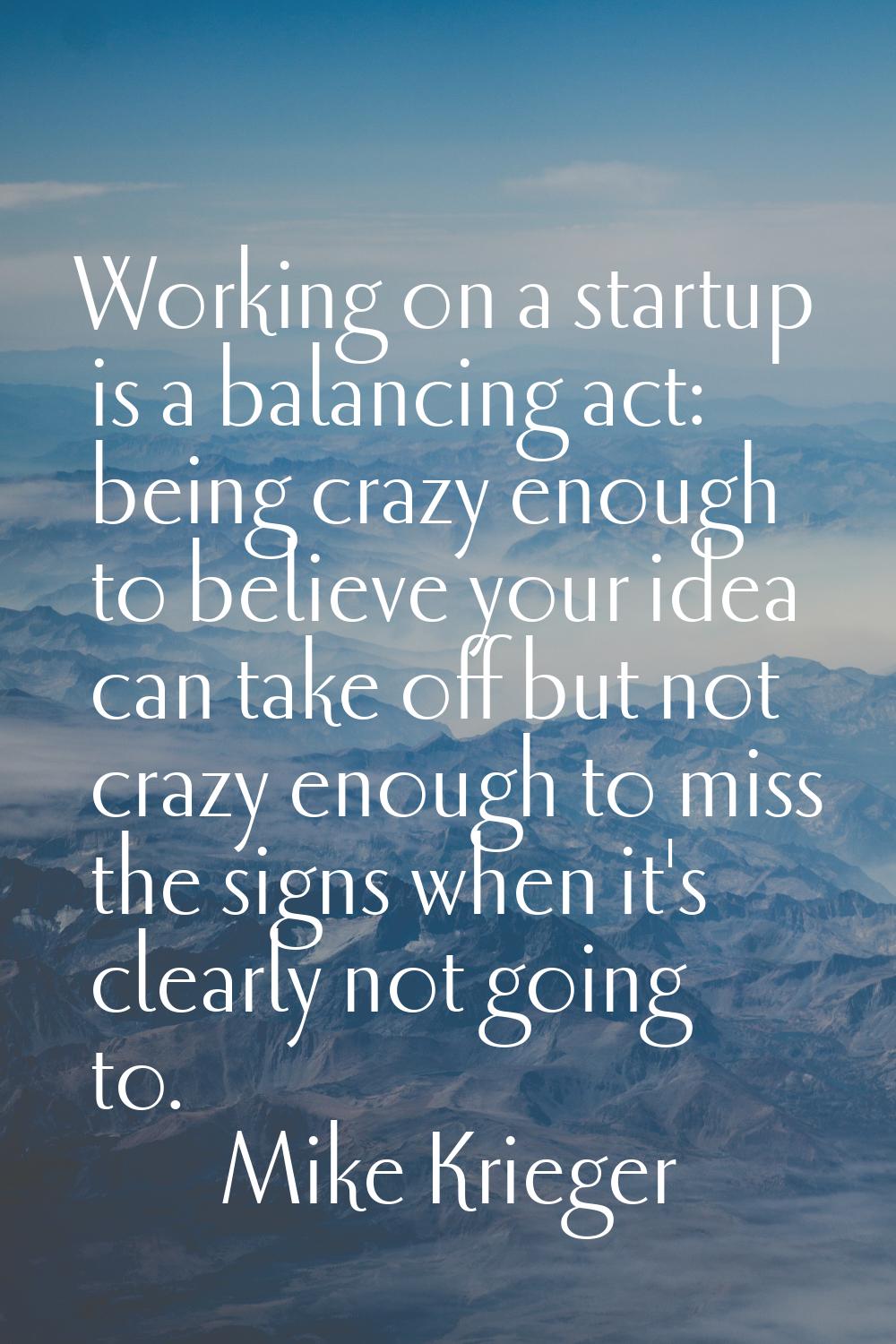 Working on a startup is a balancing act: being crazy enough to believe your idea can take off but n