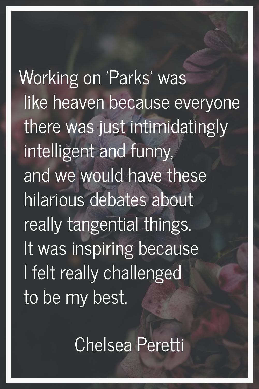 Working on 'Parks' was like heaven because everyone there was just intimidatingly intelligent and f