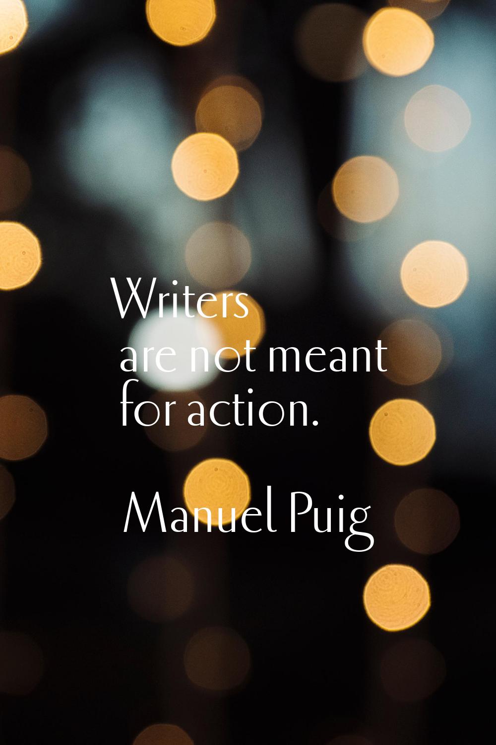 Writers are not meant for action.