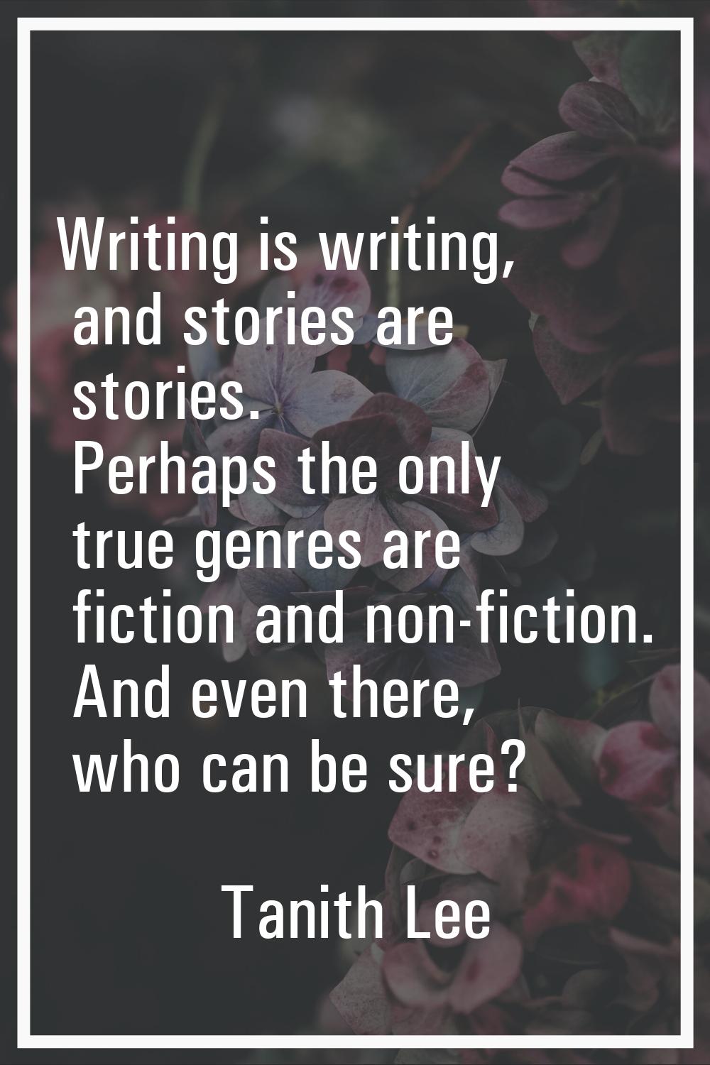 Writing is writing, and stories are stories. Perhaps the only true genres are fiction and non-ficti
