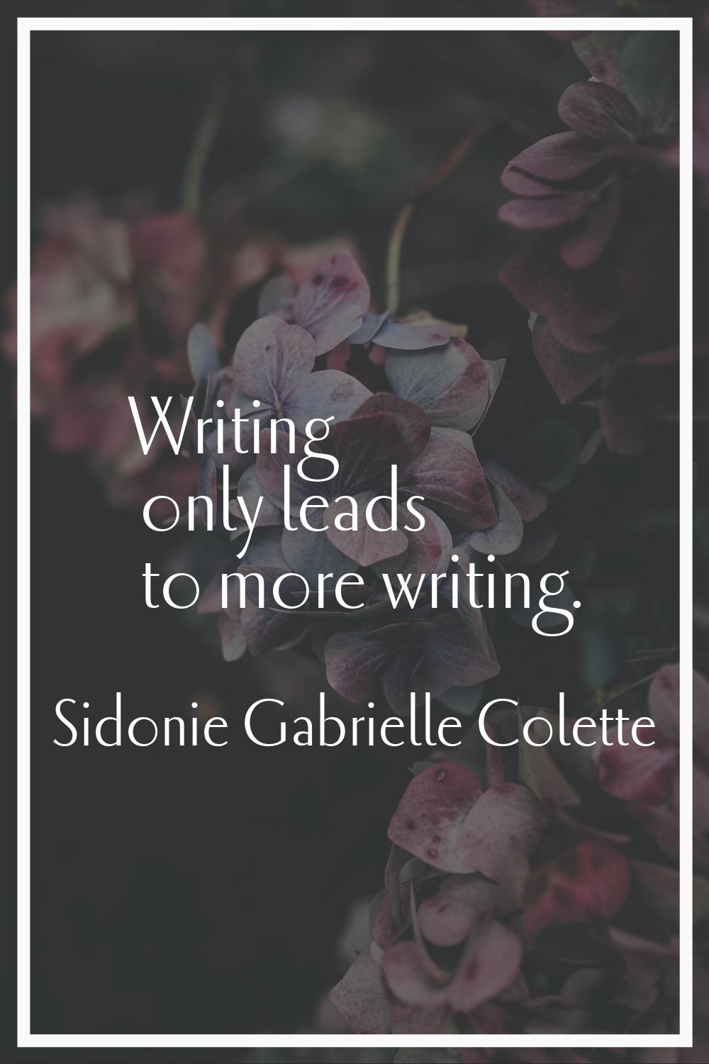 Writing only leads to more writing.